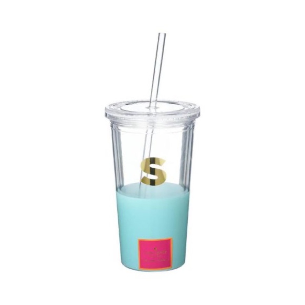 Kate spade tumbler with straw “S”